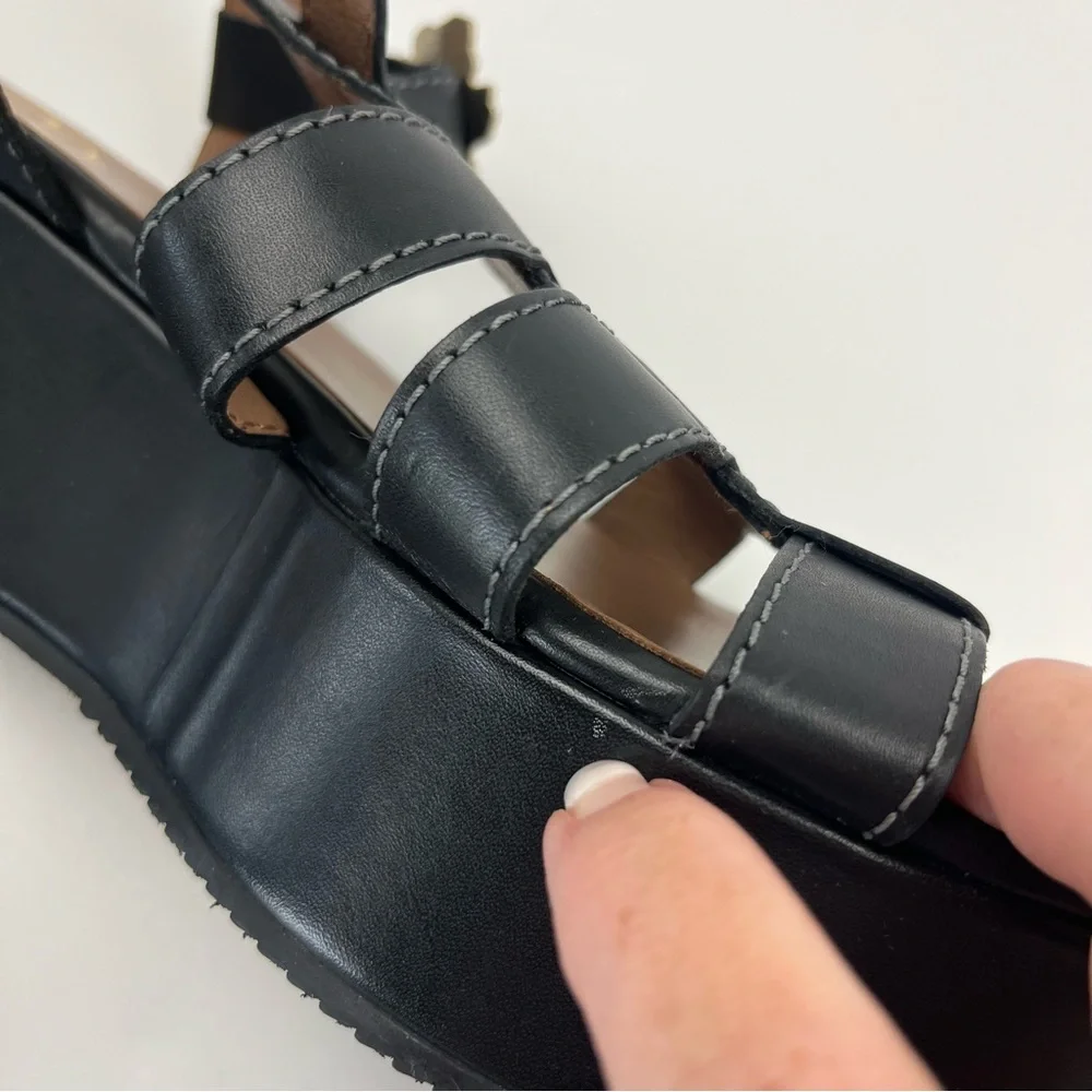 Ted Baker‎ Ffayeta Black Leather Sandal Platform Wedge Womens Size US 10.5 NEW